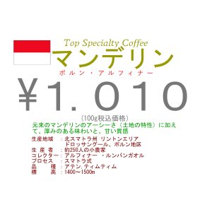 画像: インドネシア　マンデリン 　リントン 　ホルン アルフィナー　１００ｇ